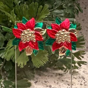 Christmas Theme earrings of Poinsettias